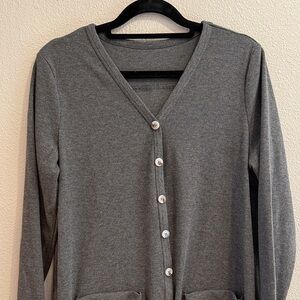 Gray Button-Up Cardigan